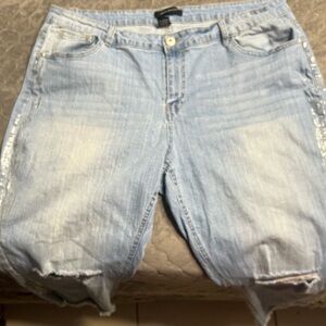 Ashley Stewart Light Blue Denim Capri Pants.